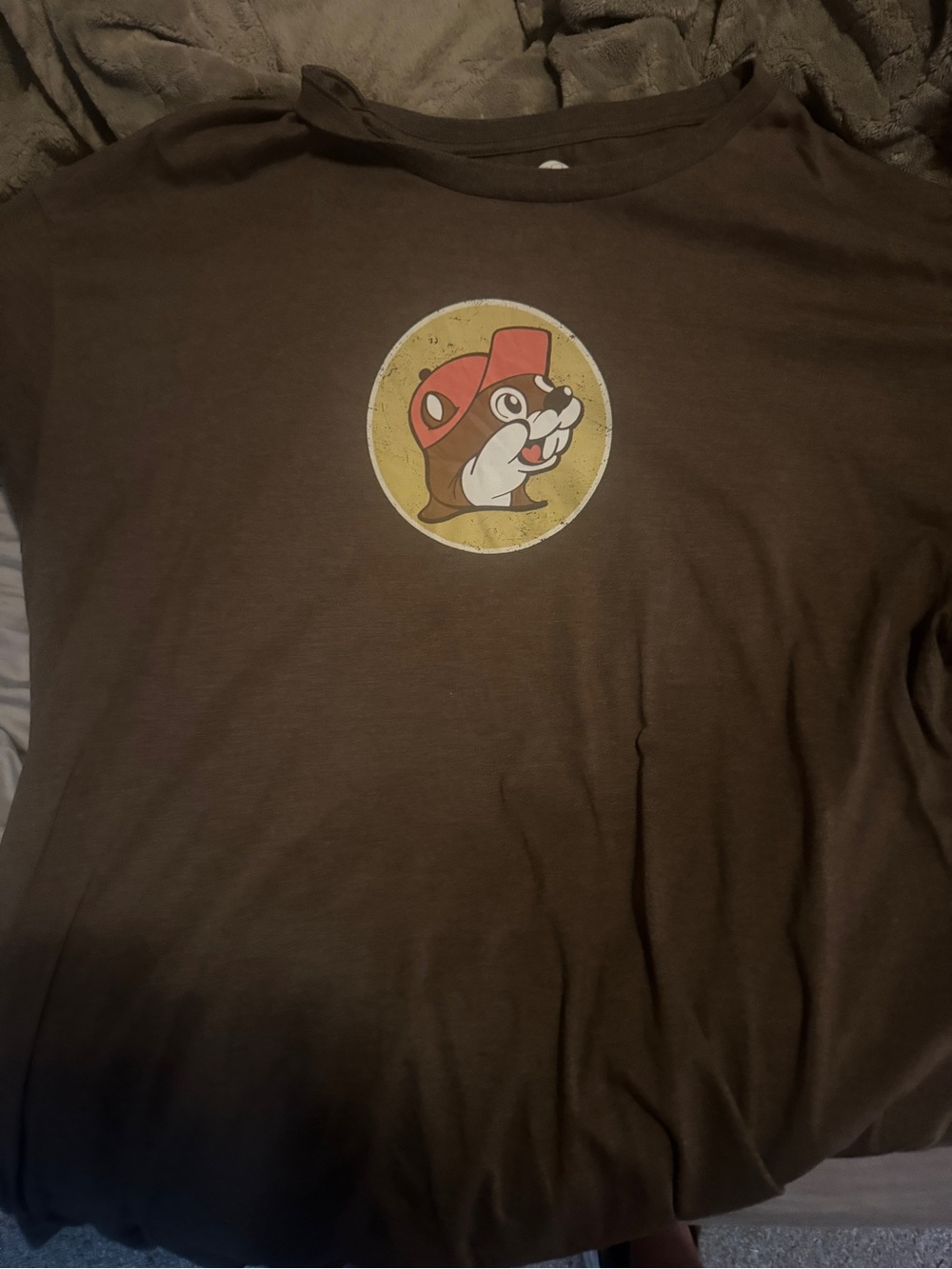 Bucees brown shirt. Designs on front and back 3x